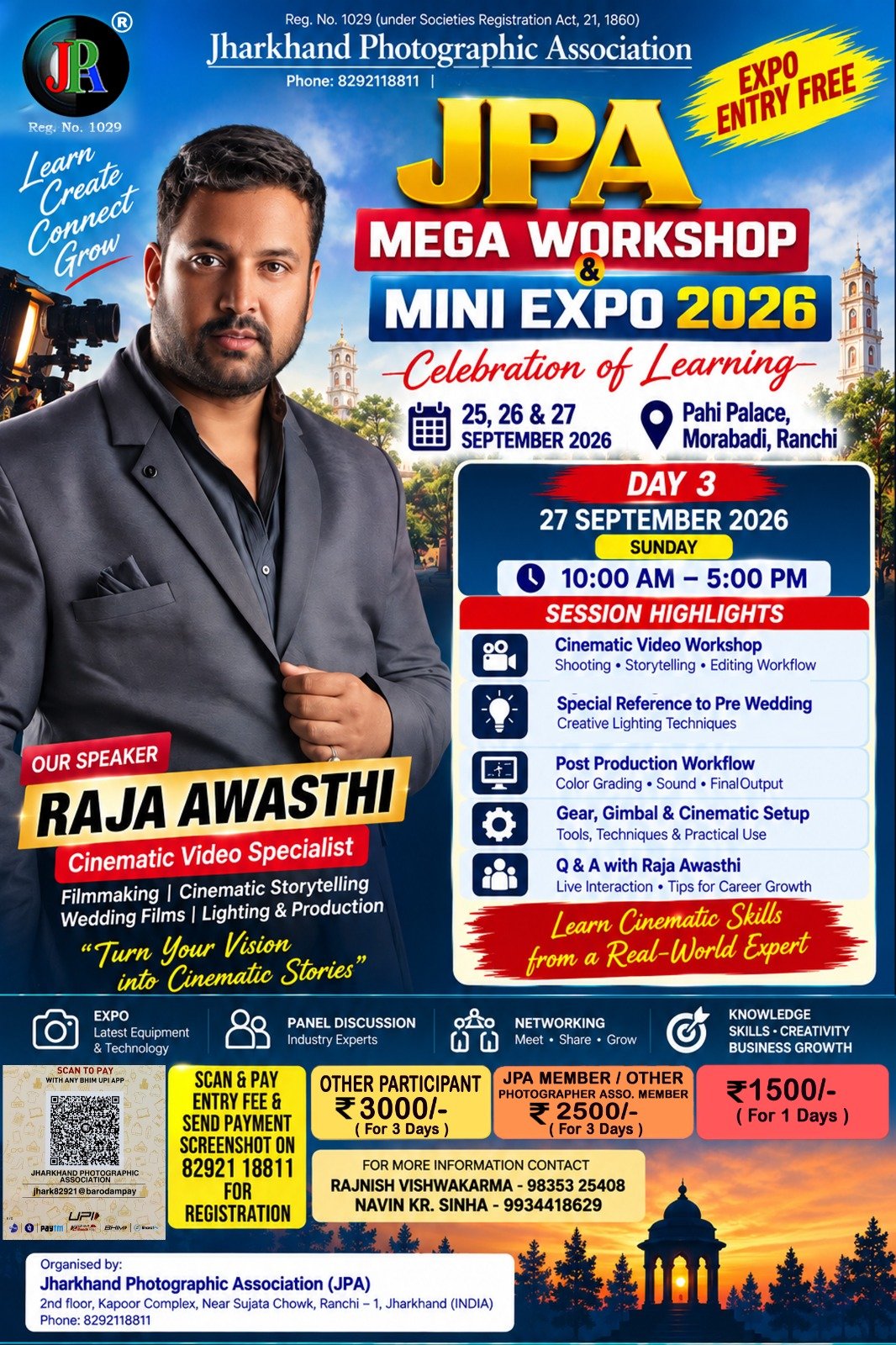 Poster for Raja Awasthi, cinematic video workshop on 27 September 2026