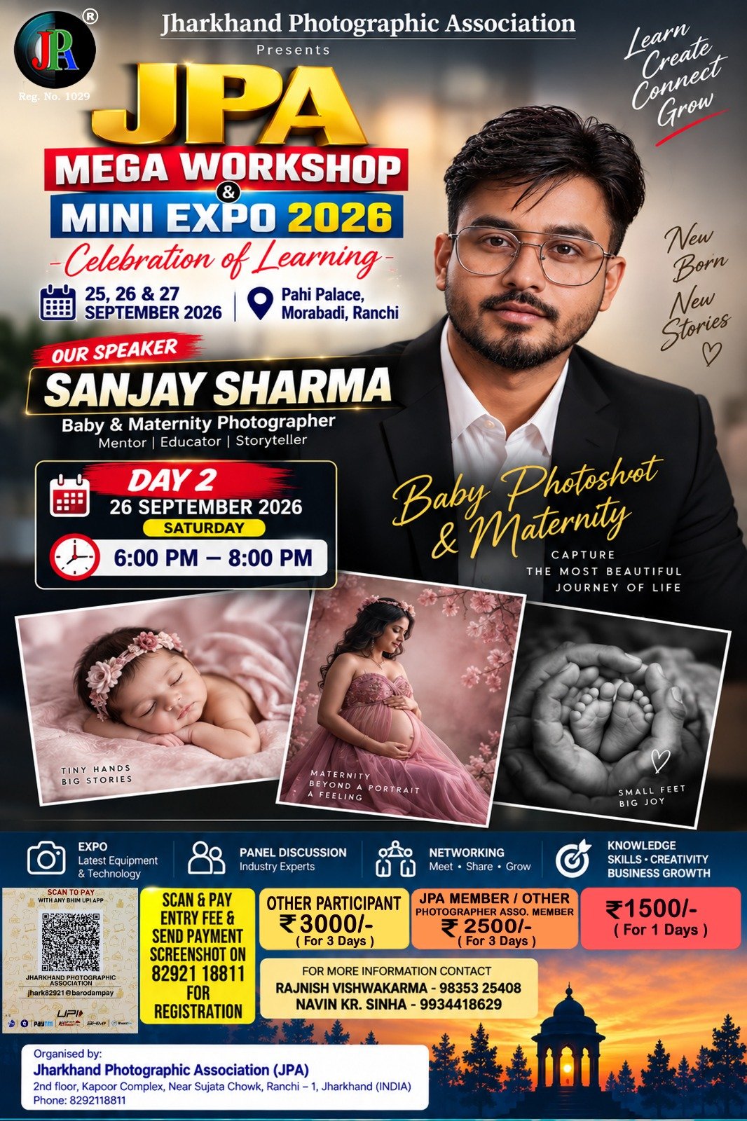Poster for Sanjay Sharma, baby and maternity session on 26 September 2026